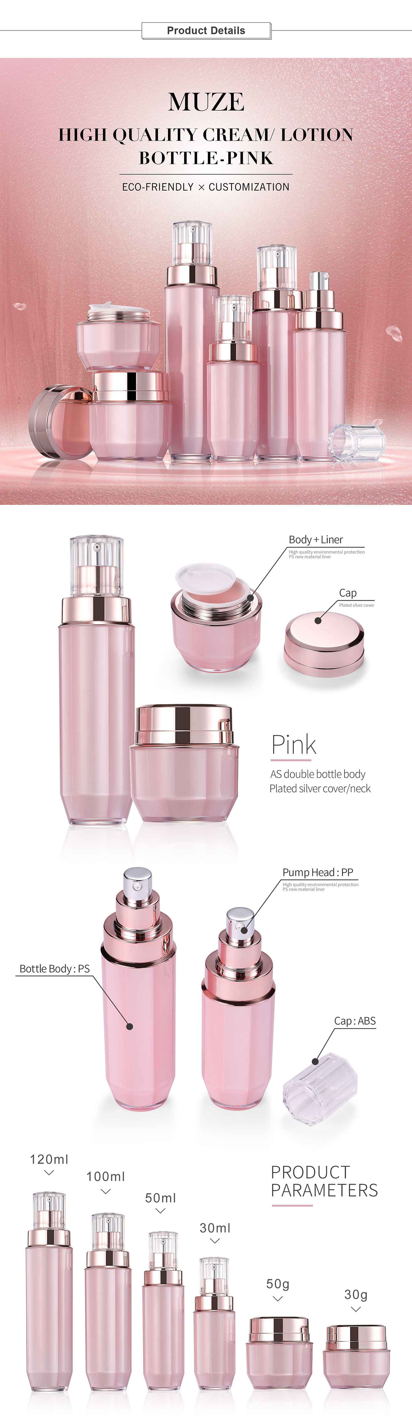 Hexagonal cap high-grade cream bottle-powder