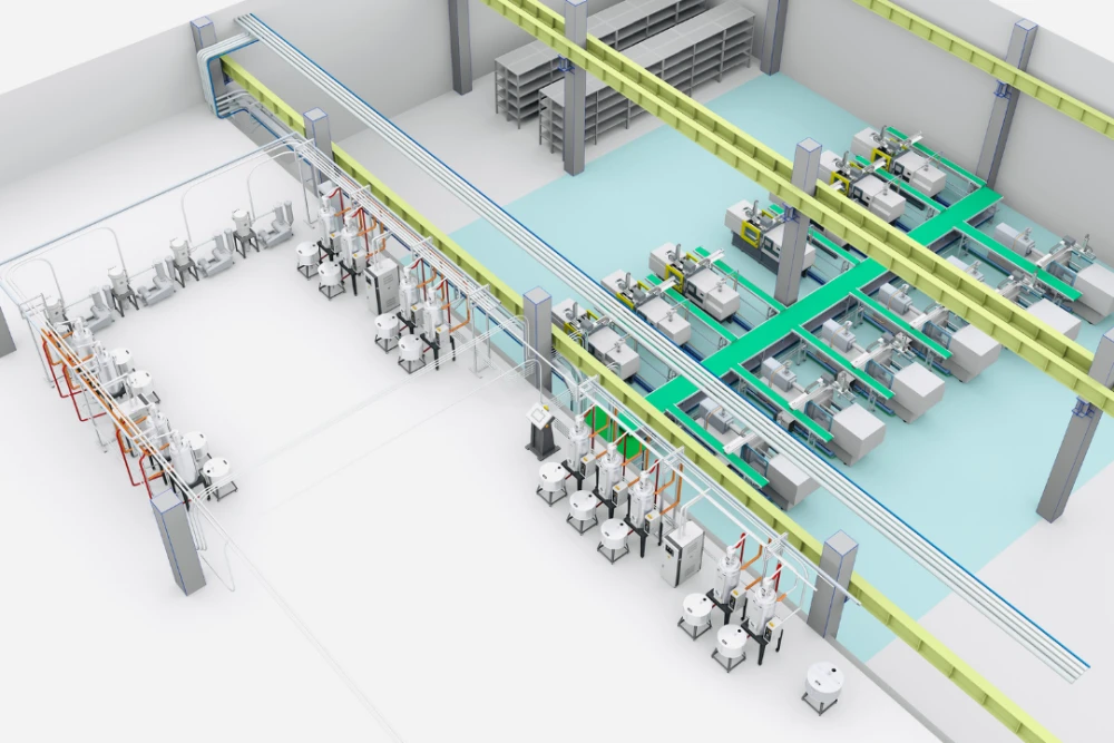 What are the advantages and characteristics of the central centralized feeding system?