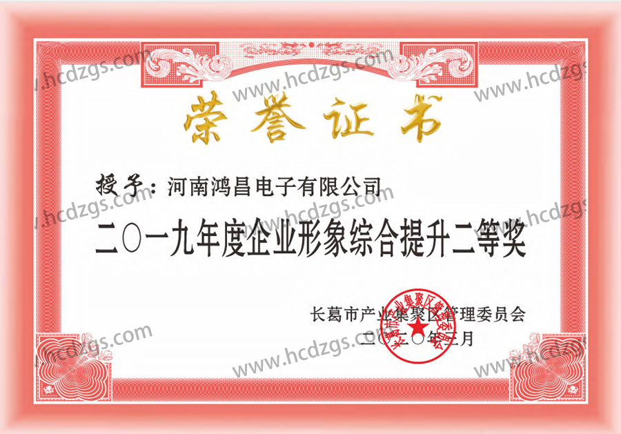 2019年度企業(yè)形象綜合提升二等獎