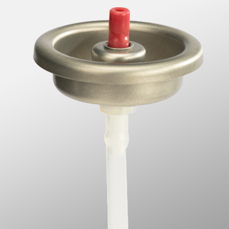 Clear lacquered aluminum cup aerosol valve