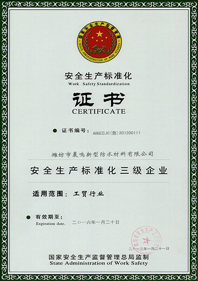 安全生产标准化证书