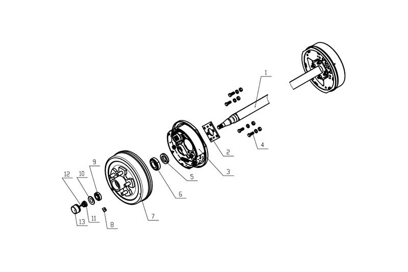 10英寸電動/液壓鼓式制動軸1500-2000KG