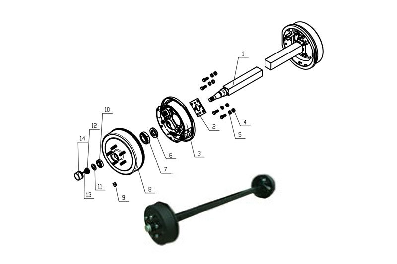 10inch Electric/Hydraulic Drum Brake Axle 1200-2000KG