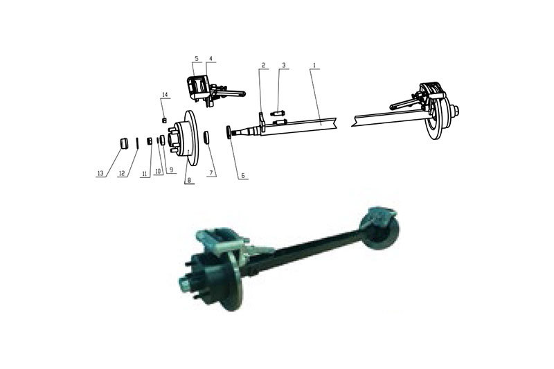 10inch Mechanical Disc Braked Axle 1200-2000KG