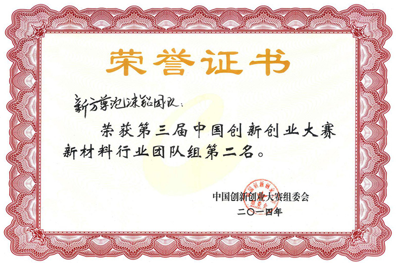 Second place in China Innovation and Entrepreneurship Competition
