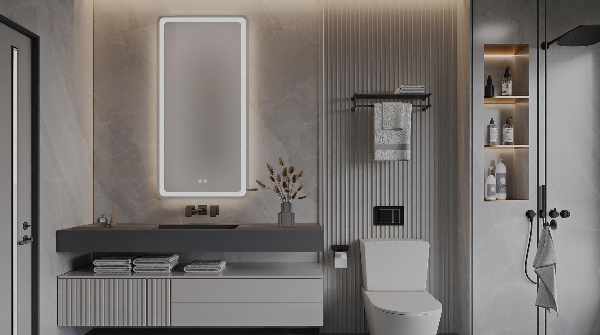 Aluminum frame dressing mirror