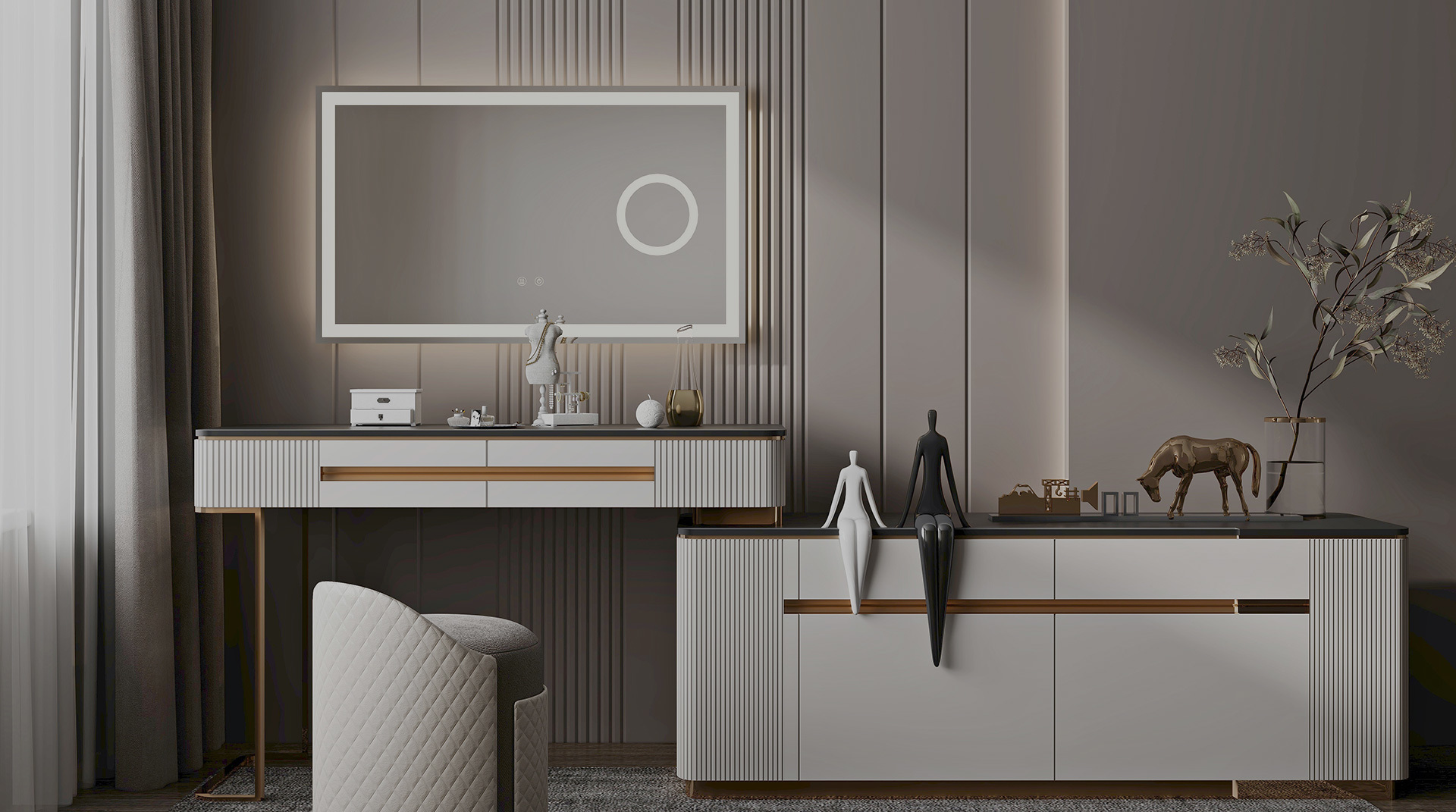 Frameless vanity mirror