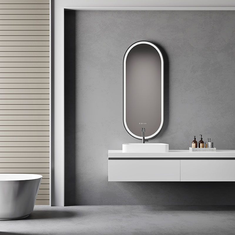 Runway-shaped dressing mirror