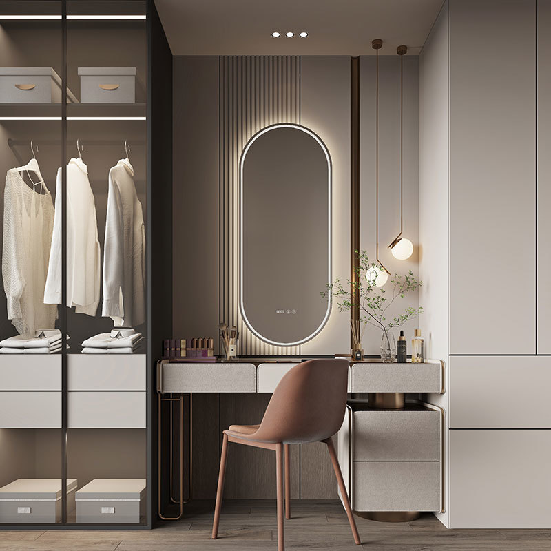 Runway-shaped dressing mirror (frameless)