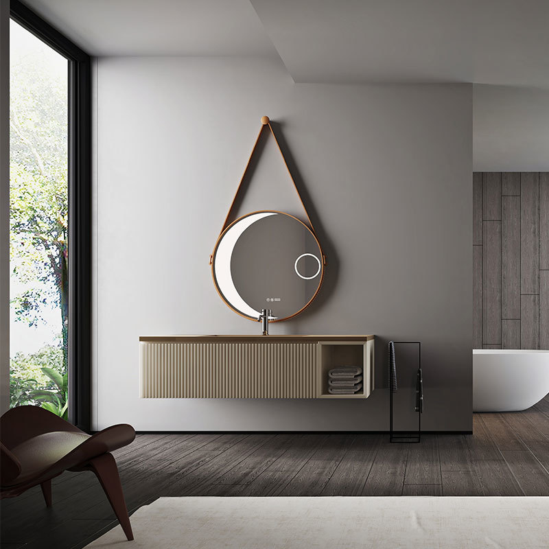 Hanging round vanity mirror