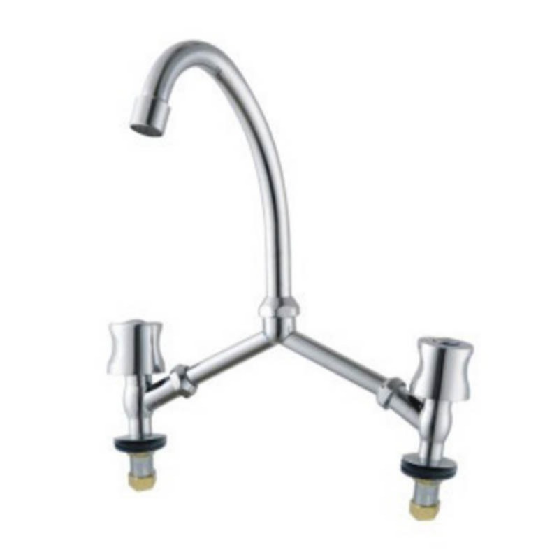 Double handle slow stem zinc sink mixer