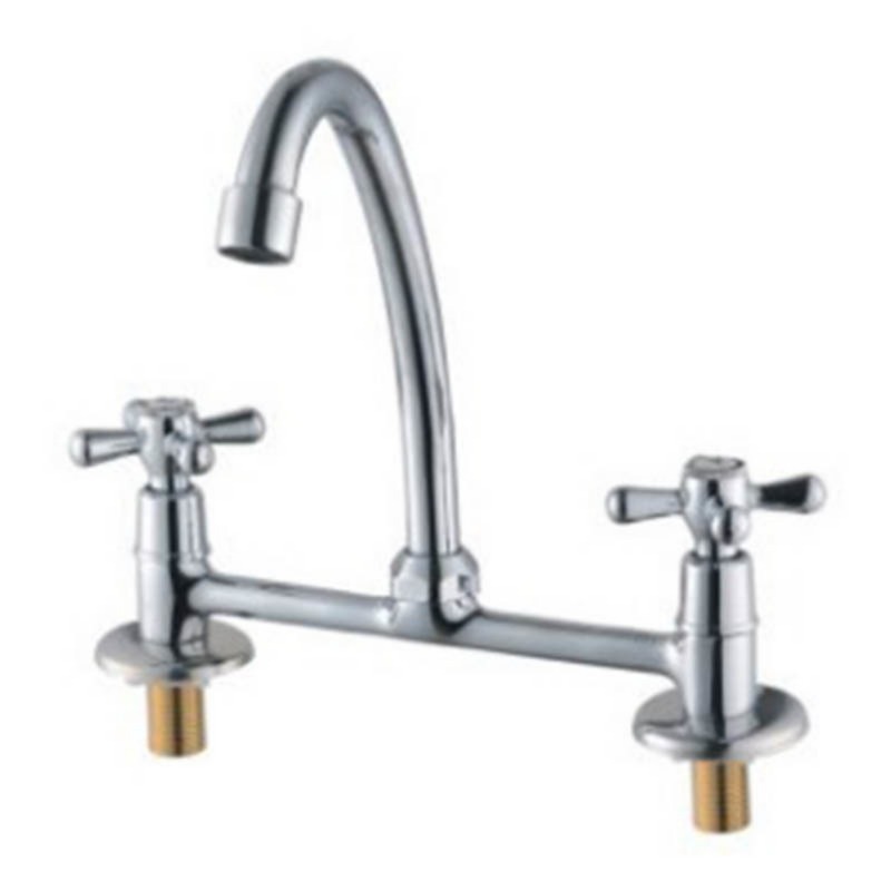 Double handle slow stem brass sink mixer