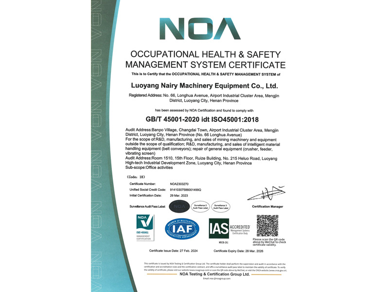 Occupation Health Safety Management System Certification