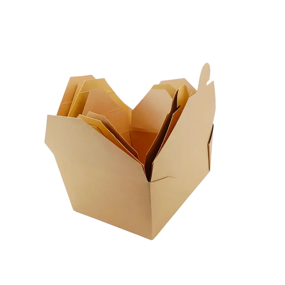 Custom disposable container take away lunch packing boxes for fast food grade paper packaging box container