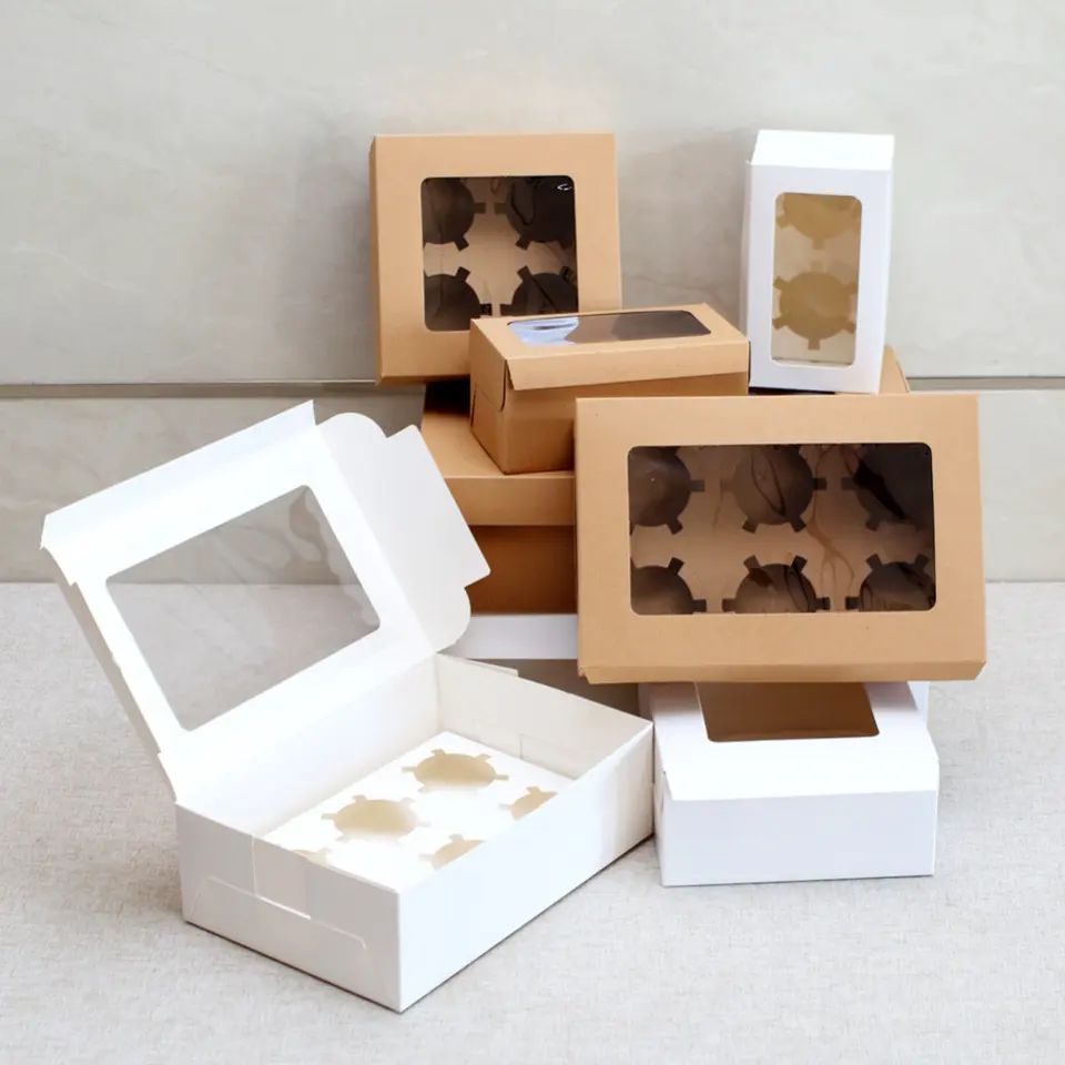 clear long muffin cupcakes box bakery shop package boxes OEM pastry box