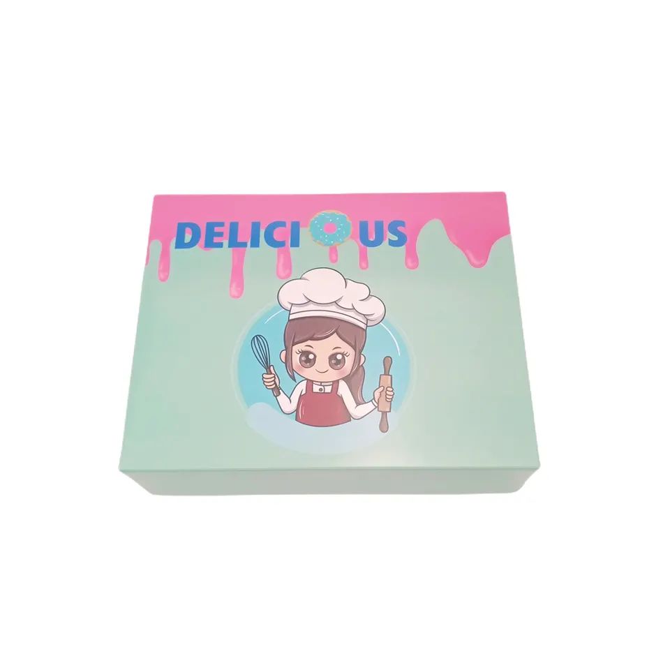 Wholesale Custom Folding Flat Cardboard Luxury Pastry Bread Cake Blue Bakery Donut Paper Boxes