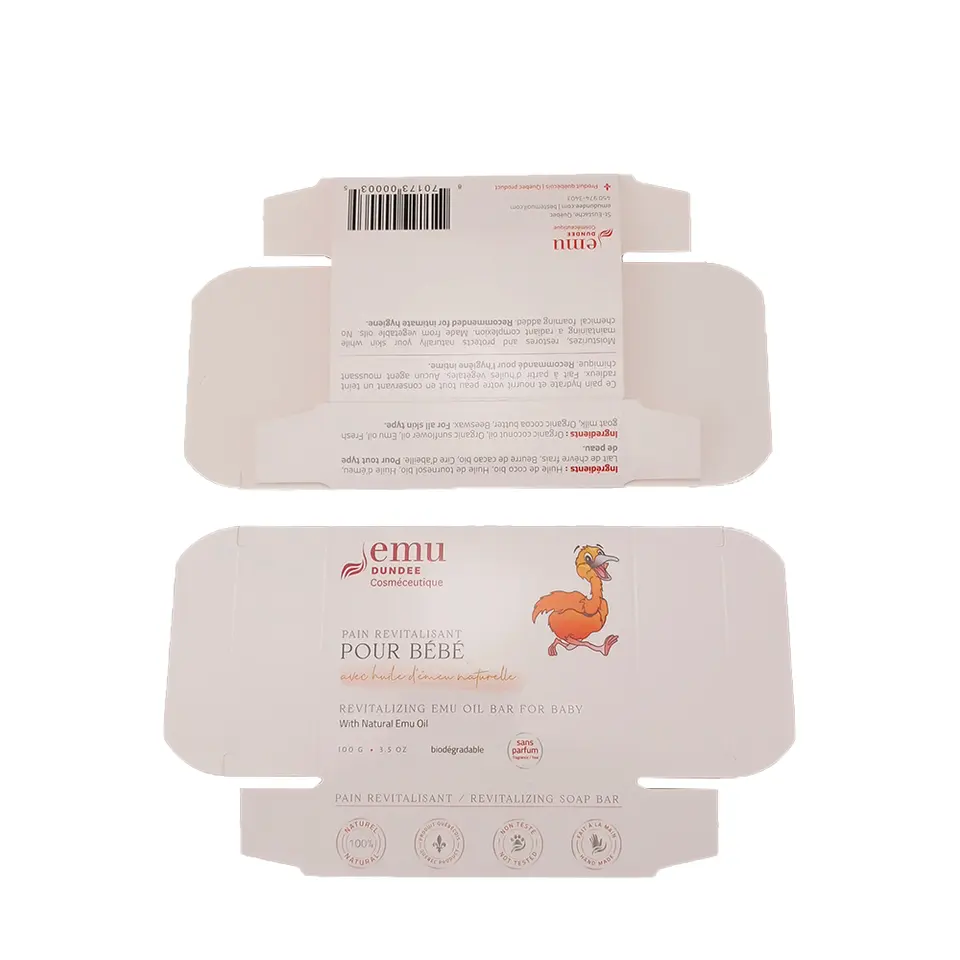 Custom Design Printing Empty White 250gsm Paper Soap Packaging Bar Boxs for Soap