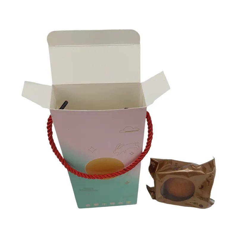 Luxury Customized Logo Printing Portable Mooncake Boxes Colorful Creative Moon Cake Paper Boxes Portable Flip Gift Box