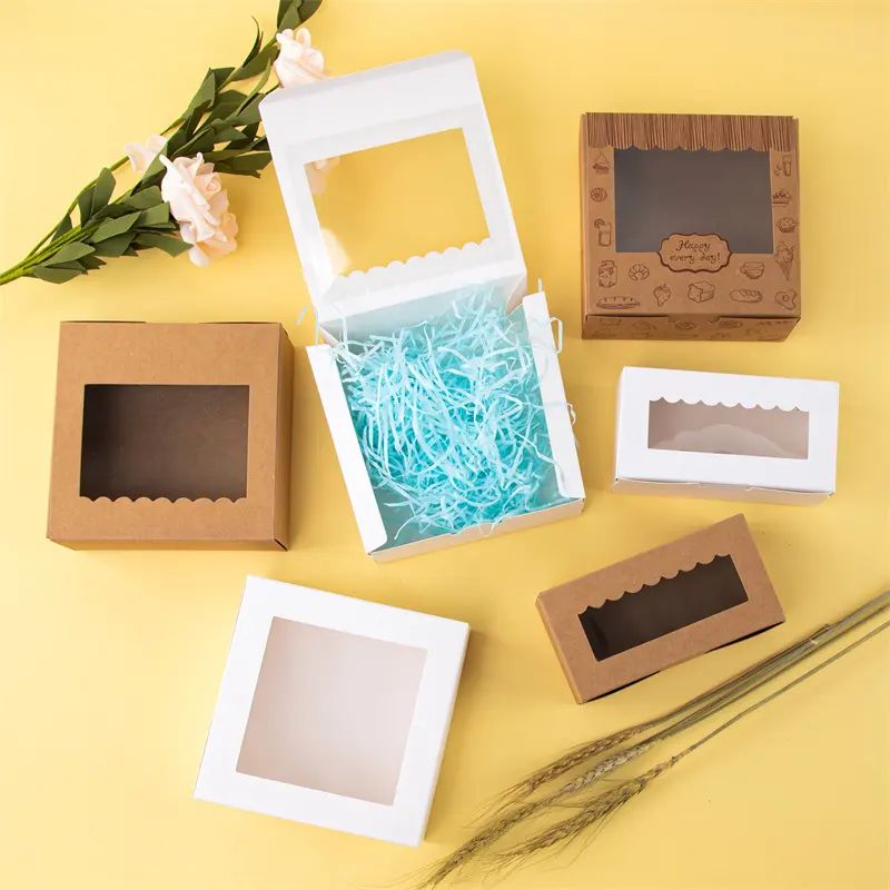 New fashion fancy window sweet pie boxes folded biscuit Package Boxes