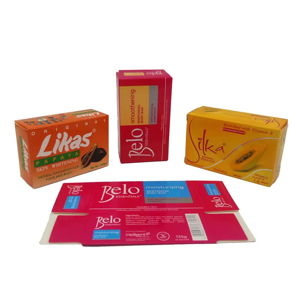 Custom Design Printing White 250gsm Paper Soap Packaging Bar Boxs for Soap