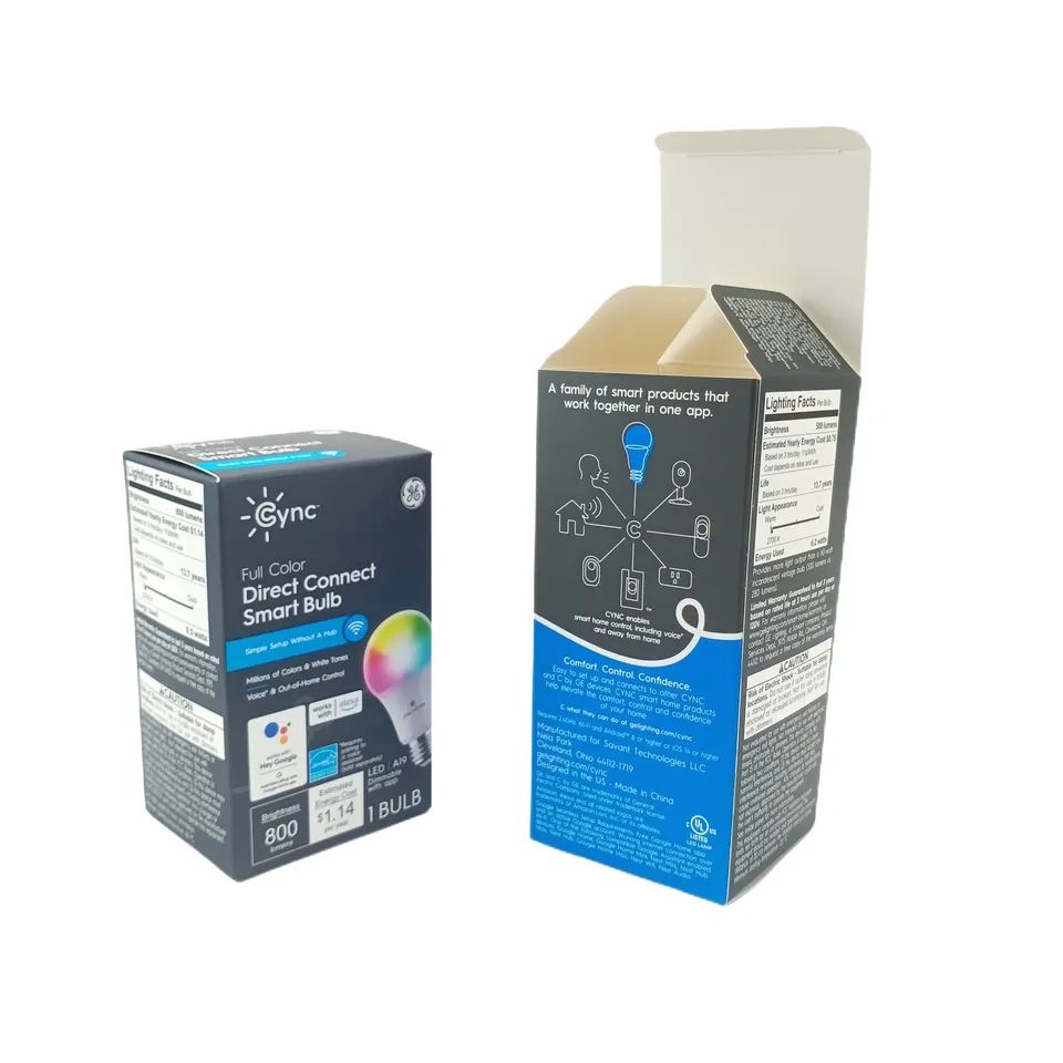 Cardboard Packing Boxes Custom Printed Logo Design Cardboard Small LED Round Light Lamp Bulb Packaging Box Design