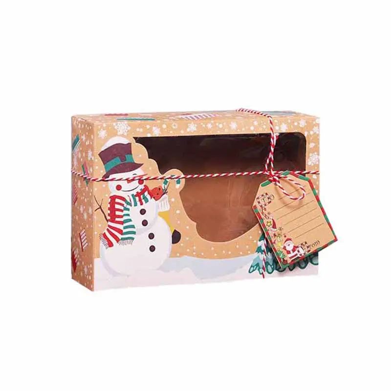 Xmas Present Christmas Window Cake Box Design For Christmas Bakery Cookie Cake Brownie Packaging