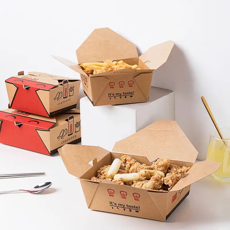 Custom Cardboard Fast Food Takeaway Chicken and Chips Boxes Pop-corn Nuggets Roast Wing Packaging Fry Food Fried Chicken Box
