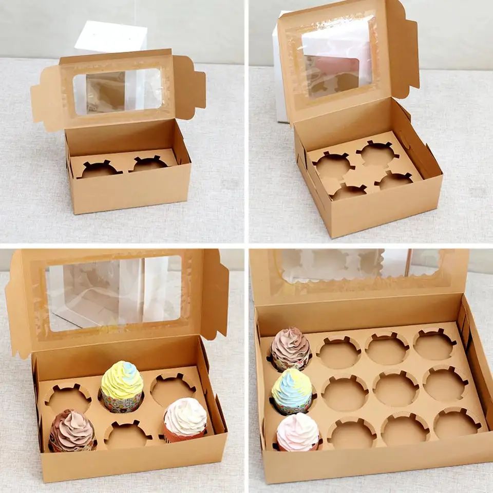 HOT SALE High Quality Muffin Box cupcake box and packaging paperboard cupcake packaging boxes