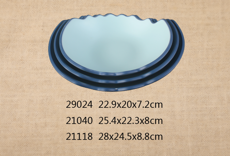 9寸/10寸/11寸异型花边碗(磨砂双色包边蓝）