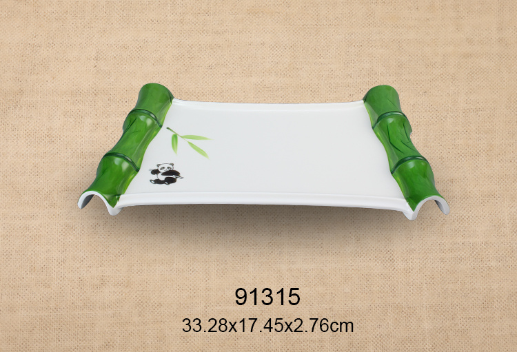 13.1寸异型竹节盘（ 竹子小熊猫）