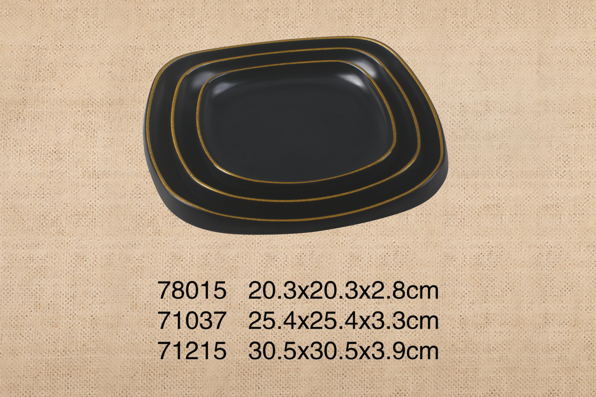 8寸/10寸/12寸异型四方盘(黑金）