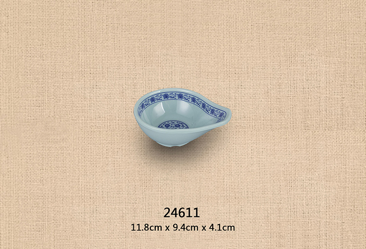 4.6寸异型调味碗( 灰绿青花瓷）