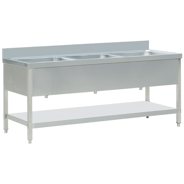 Triple Sink Bench With Under Shelf (Mould Made Top & Bowl) BN-S60 BN-S61