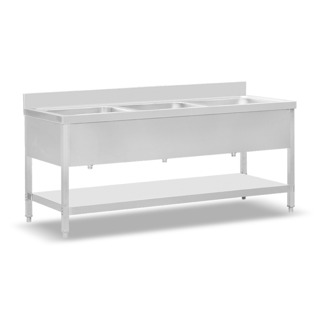 Triple Sink Bench With Under Shelf (Mould Made Top & Bowl) BN-S60 BN-S61