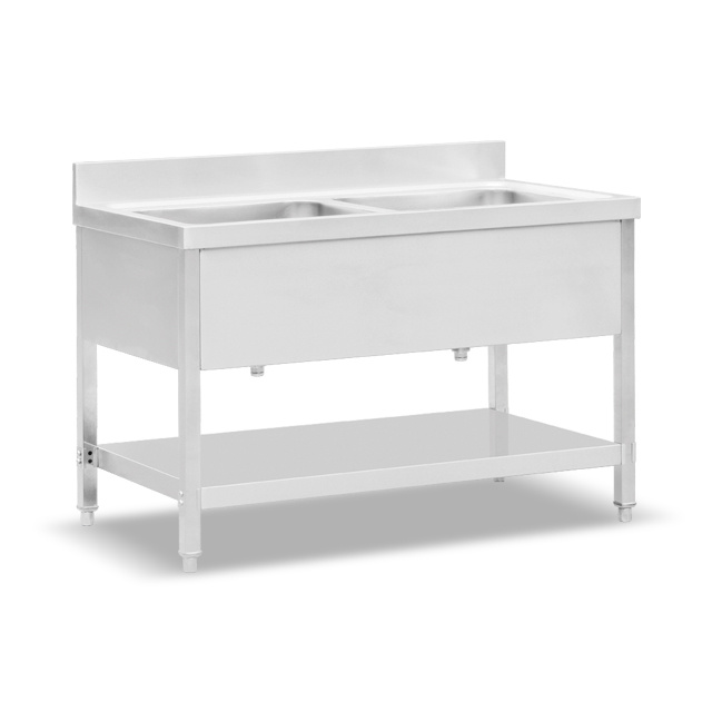 Double Sink Bench With Under Shelf (Mould Made Top & Bowl) BN-S58 BN-S59