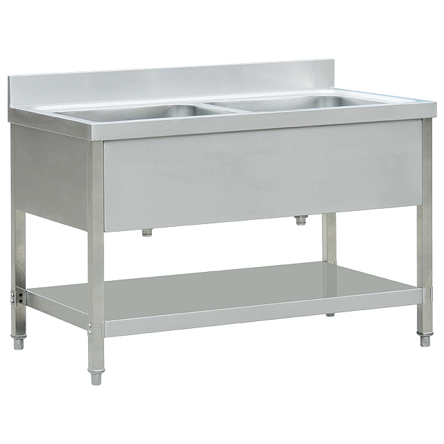 Double Sink Bench With Under Shelf (Mould Made Top & Bowl) BN-S58 BN-S59