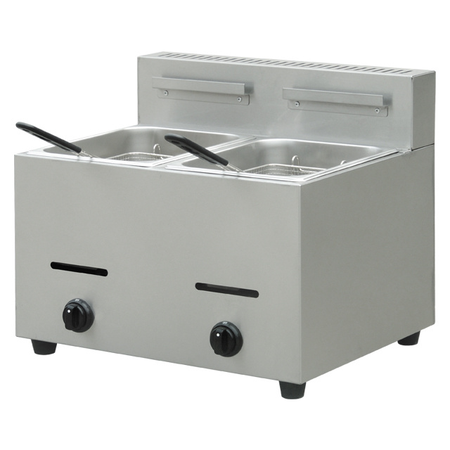 Factory Suppies Commercial Kitchen Equipment Counter Top Gas 2-Tank Fryer (2-Basket) BN-72