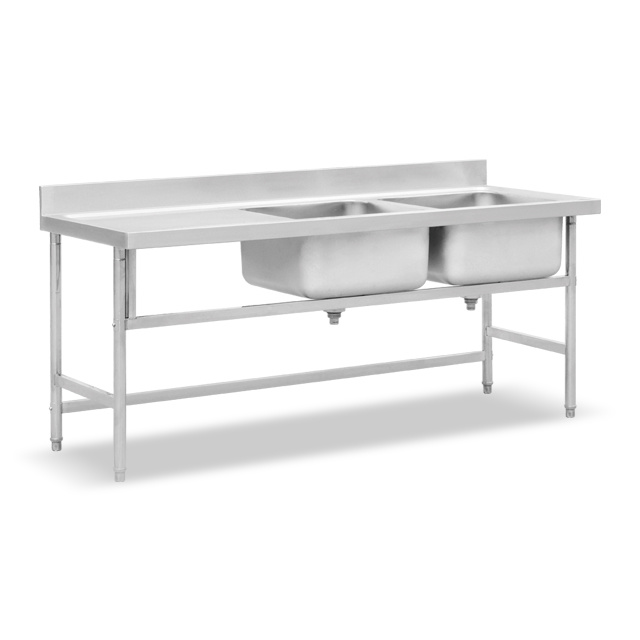 Double Sink Bench With Left Table(Mould Made Top & Bowl) BN-S48
