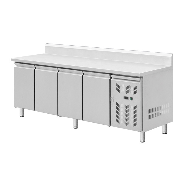 Restaurant Refrigeration Equipment Stainless Steel Worktop 4 Door Freezer With Backsplash BN-CC22F4B