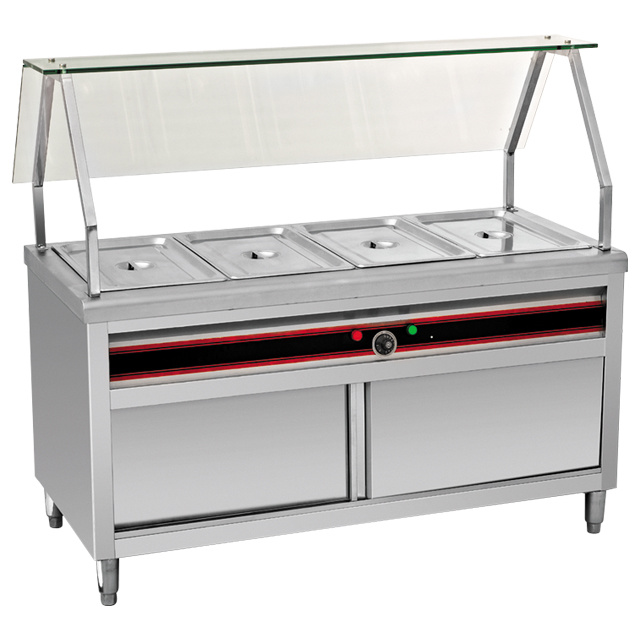 Electric Bain Marie With Curved Glass Shelf & Cabinet BN-B02