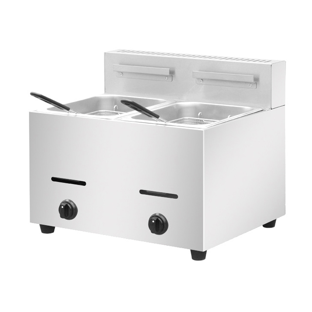 Factory Suppies Commercial Kitchen Equipment Counter Top Gas 2-Tank Fryer (2-Basket) BN-72