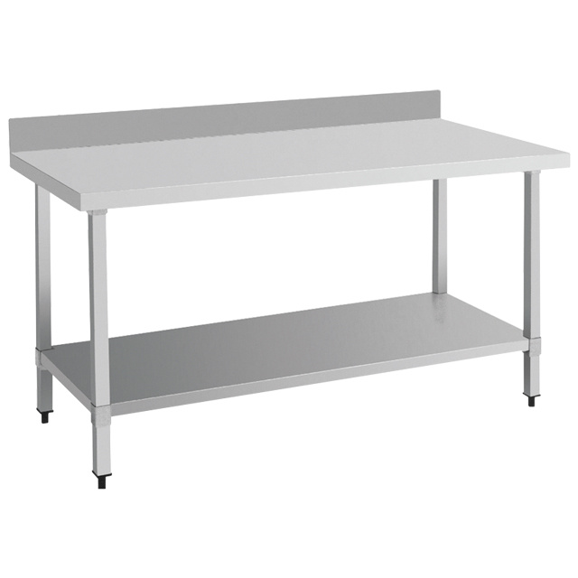 Hotel Kitchen Equipment Stainless Steel Worktable With Under Shelf & Backsplash (Square Leg) BN-W08