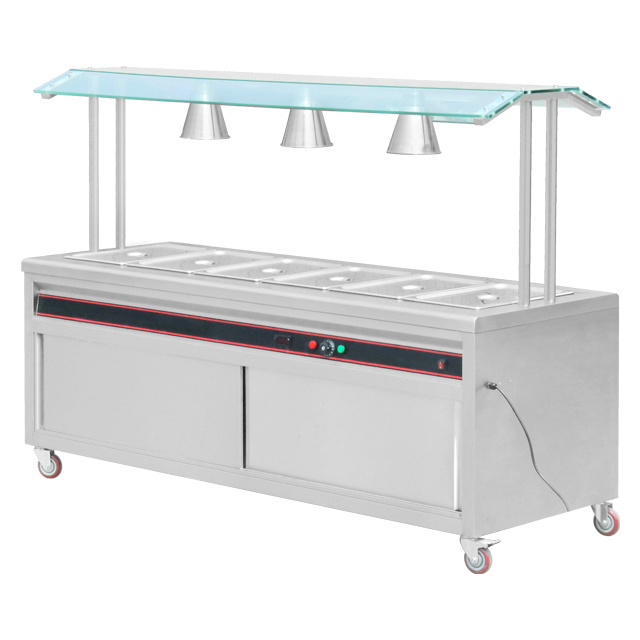 6 Pan Bain Marie With Cabinet & Heat Lamps BN-B08