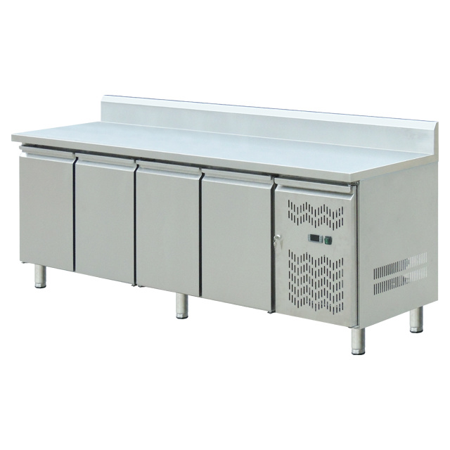 Restaurant Refrigeration Equipment Stainless Steel Worktop 4 Door Freezer With Backsplash BN-CC22F4B