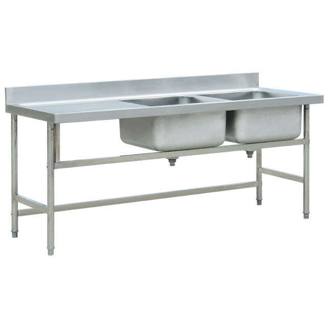 Double Sink Bench With Left Table(Mould Made Top & Bowl) BN-S48