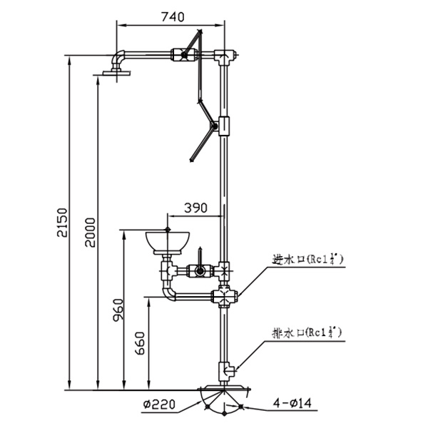 V-XYQ-P型普通复合式喷淋洗眼器