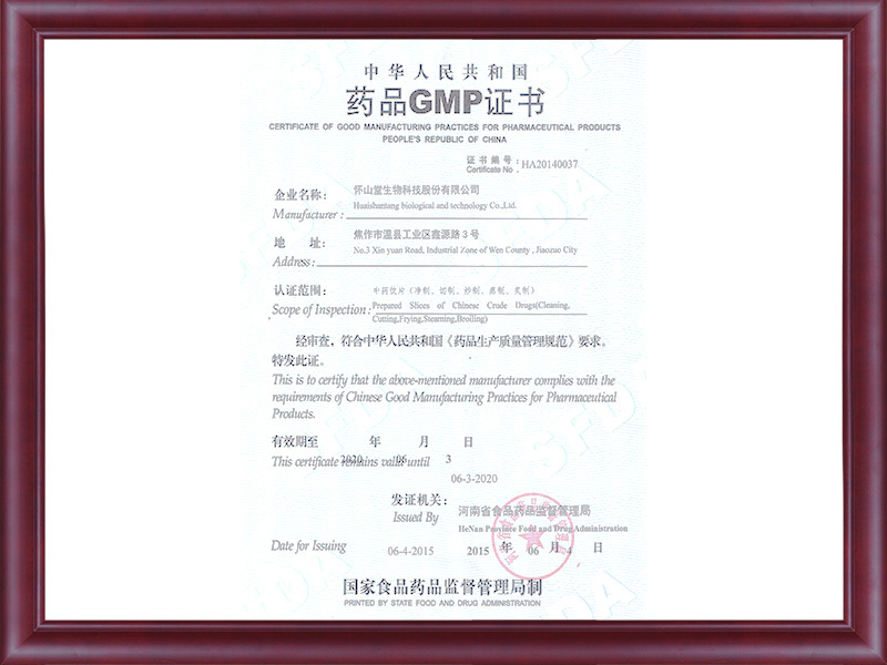 Pharmaceutical GMP certificate