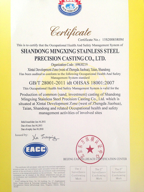 Occupational Health and Safety Management System Certification