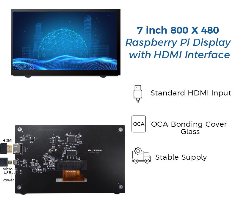 7 inch 800x480 HDMI display without touch function( HCTG070V.P01)