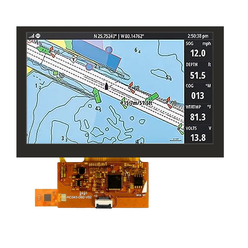 5 inch LCD Display 800x480resolution 12PIN SPI 300nits LCD (HC050IG30029-F41V.C）